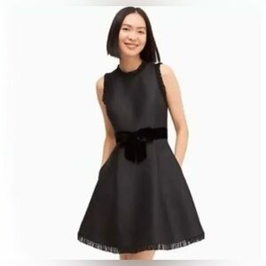 Kate Spade Black Cocktail Dress with Velvet Bow and Pockets